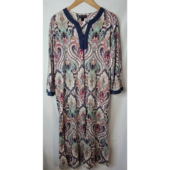 Miss Elaine- Women's long zip up comfortable multi-color robe- size Large - Picture 1 of 6